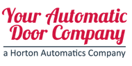 Logo for "Your Automatic Door Company," featuring the tagline "a Horton Automatics Company" below in smaller text. Ideal for businesses seeking commercial door installation or reliable automatic door service.
